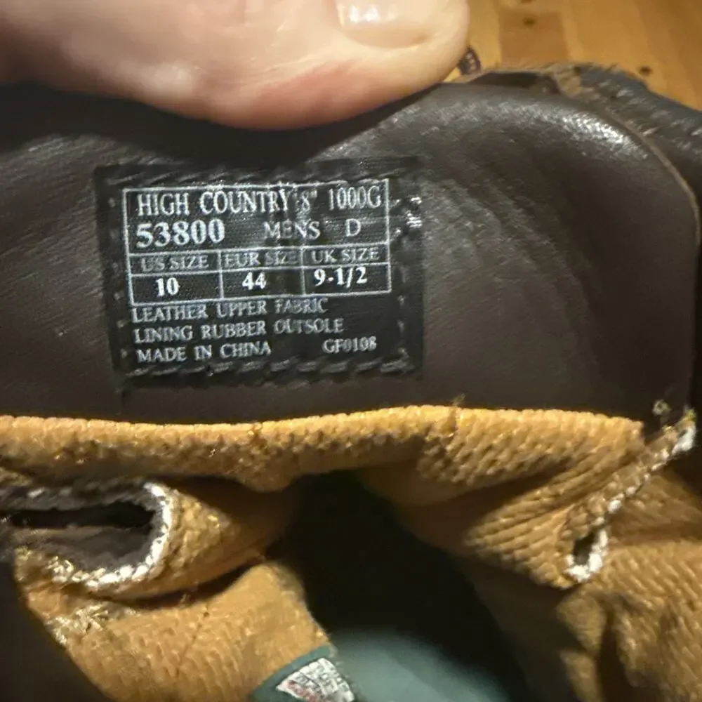 Danner High Country 8” 1000 gram Leather Boots Brown Mens Sz 10